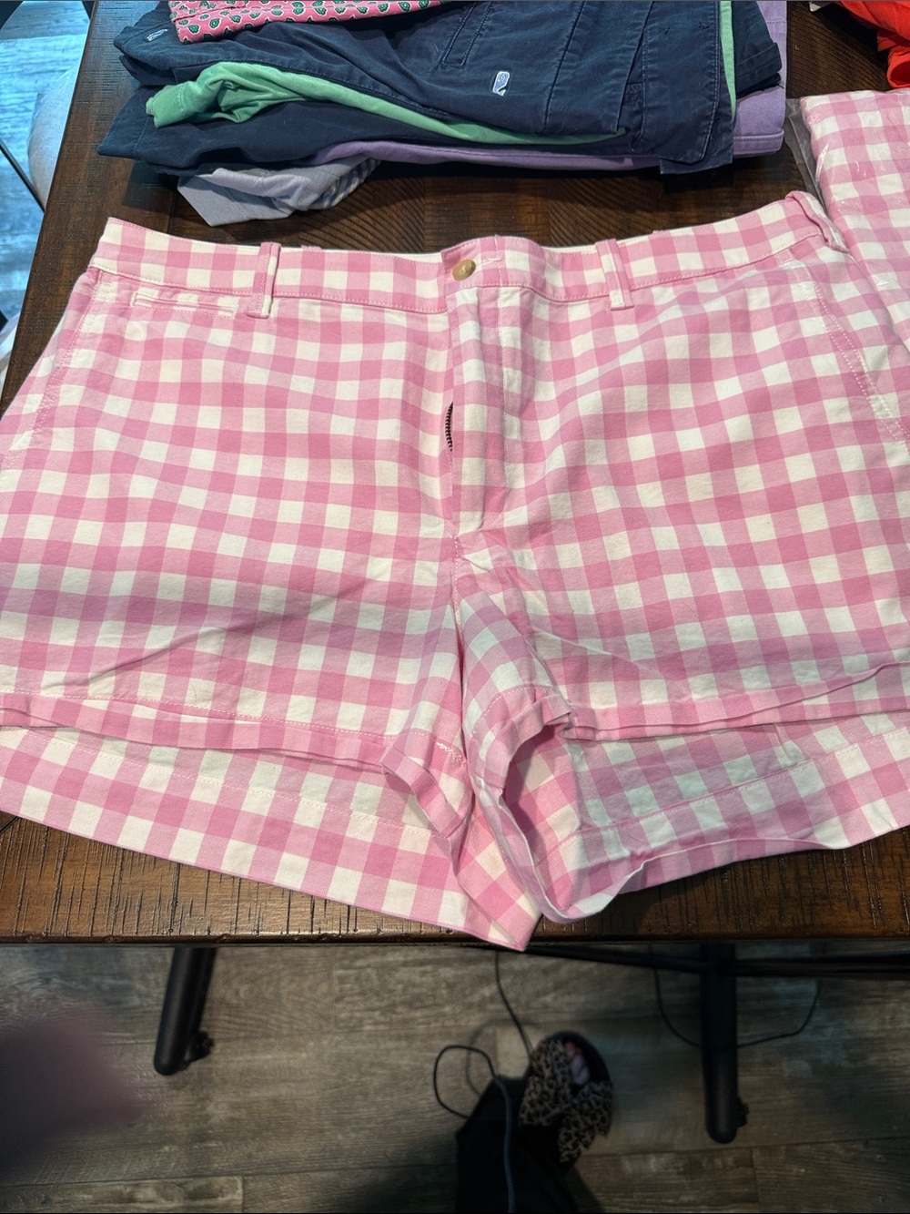 Ralph Lauren Pink and White Gingham Jean Shorts